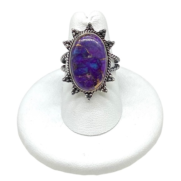 Jewelry - Purple Copper Turquoise Ring 925 Sterling Silver Size 7 Oval Western Boho